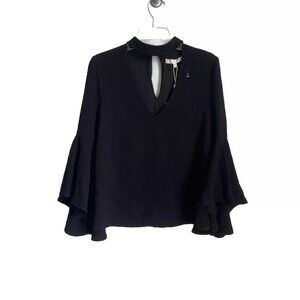 WAYF Nordstrom Black Bell Sleeve Cutout Neck Blouse Women's